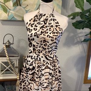 Leopard Backless Ruffle Tiers Halter